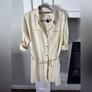 NWT Tex Cream Button-Up Shirt Dress| size small